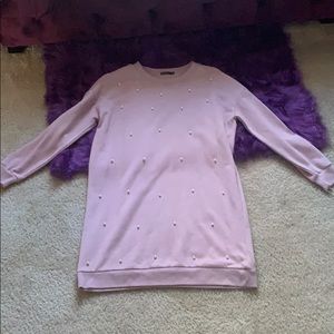 pink pearl sweater dress